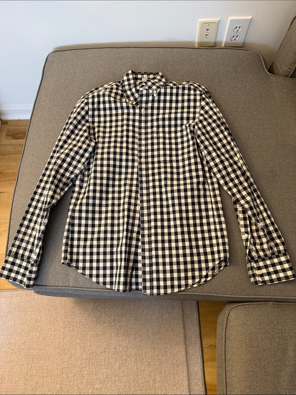 J. Crew Black and White Gingham Button-Down Shirt